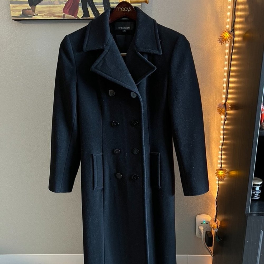 Jones New York Women's Black Long Double Breasted Peacoat, Size 4